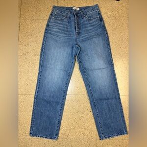 Madewell Woman’s The Perfect Vintage Straight Jeans Blue Denim Button Fly 29